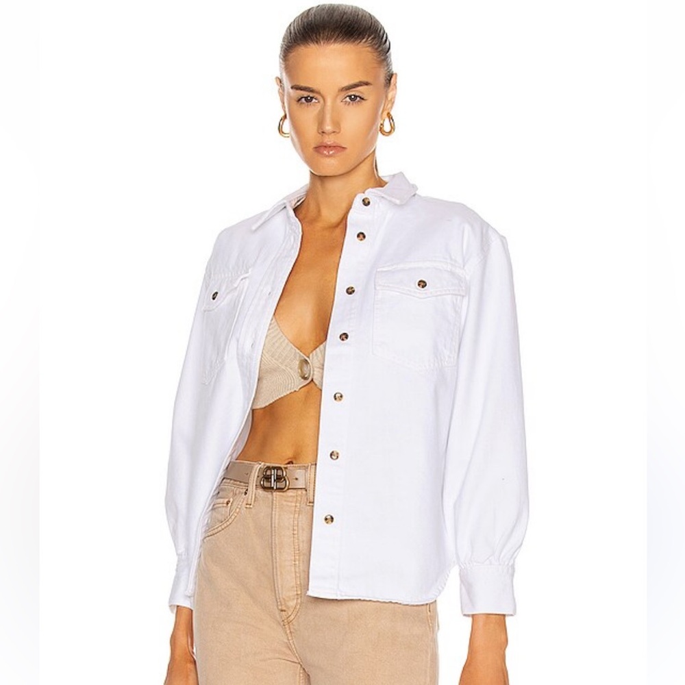 FRAME white boyfriend denim shirt